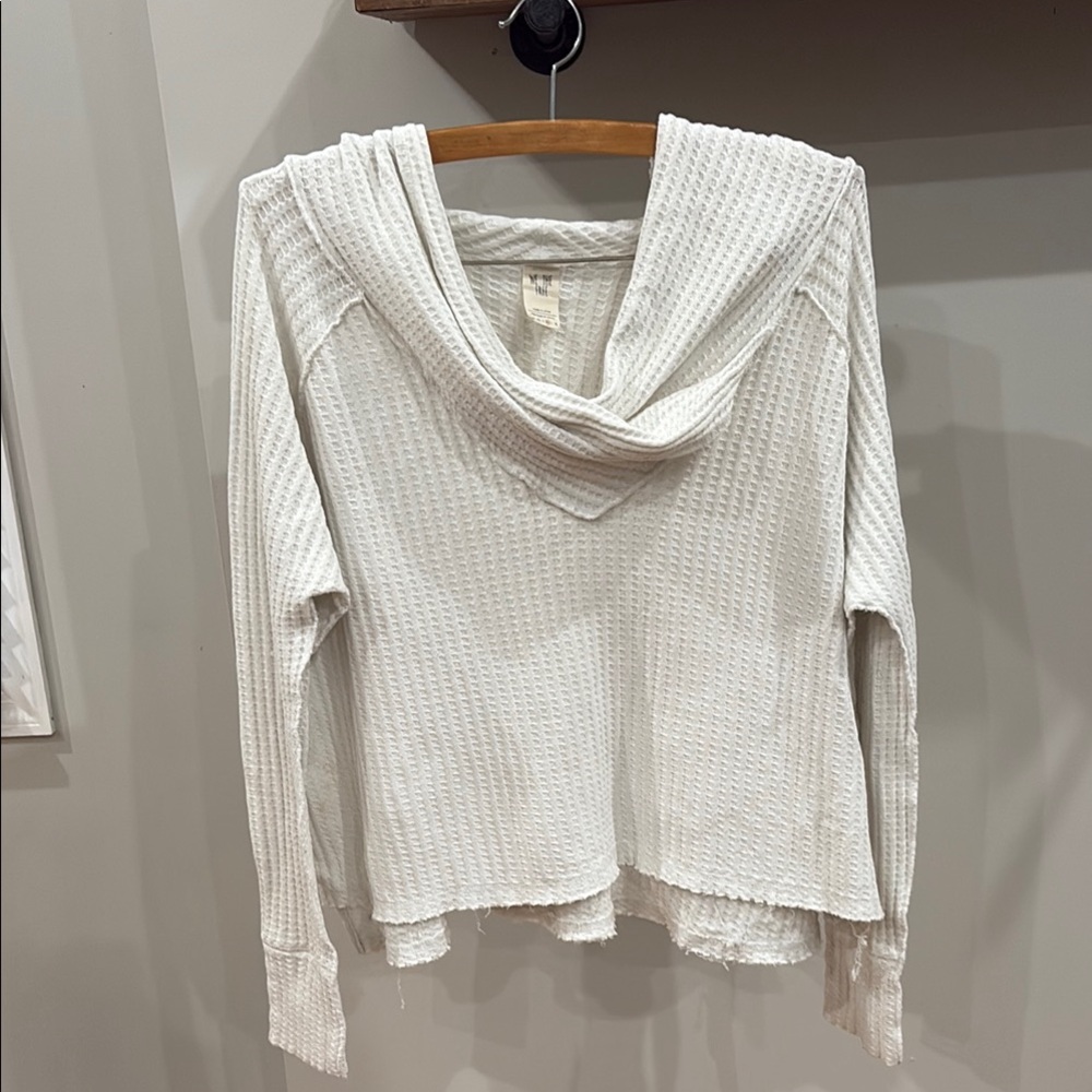 We The Free White Cowl Neck Light Weight Soft Knit Shirt